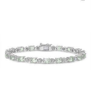Green Quartz and Diamond Accent Bracelet NEW